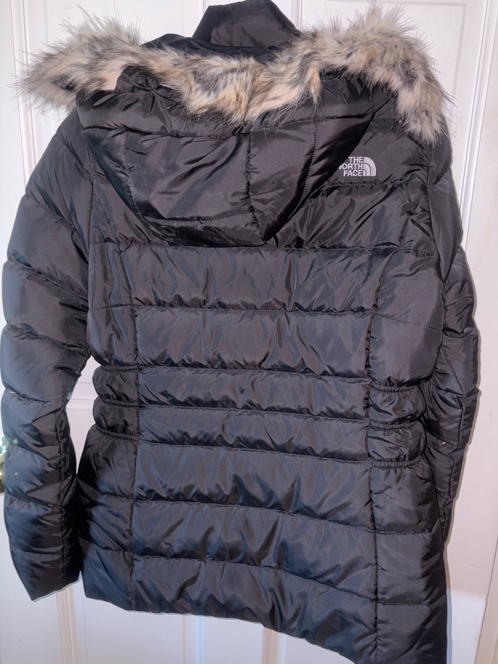 The North Face Women's Black Insulated Hooded Puffer Coat with Faux Fur Trim